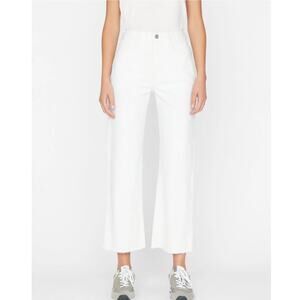 Frame Womens 34 White Le Jane Crop High Rise Distressed Hem Denim Jeans Boho